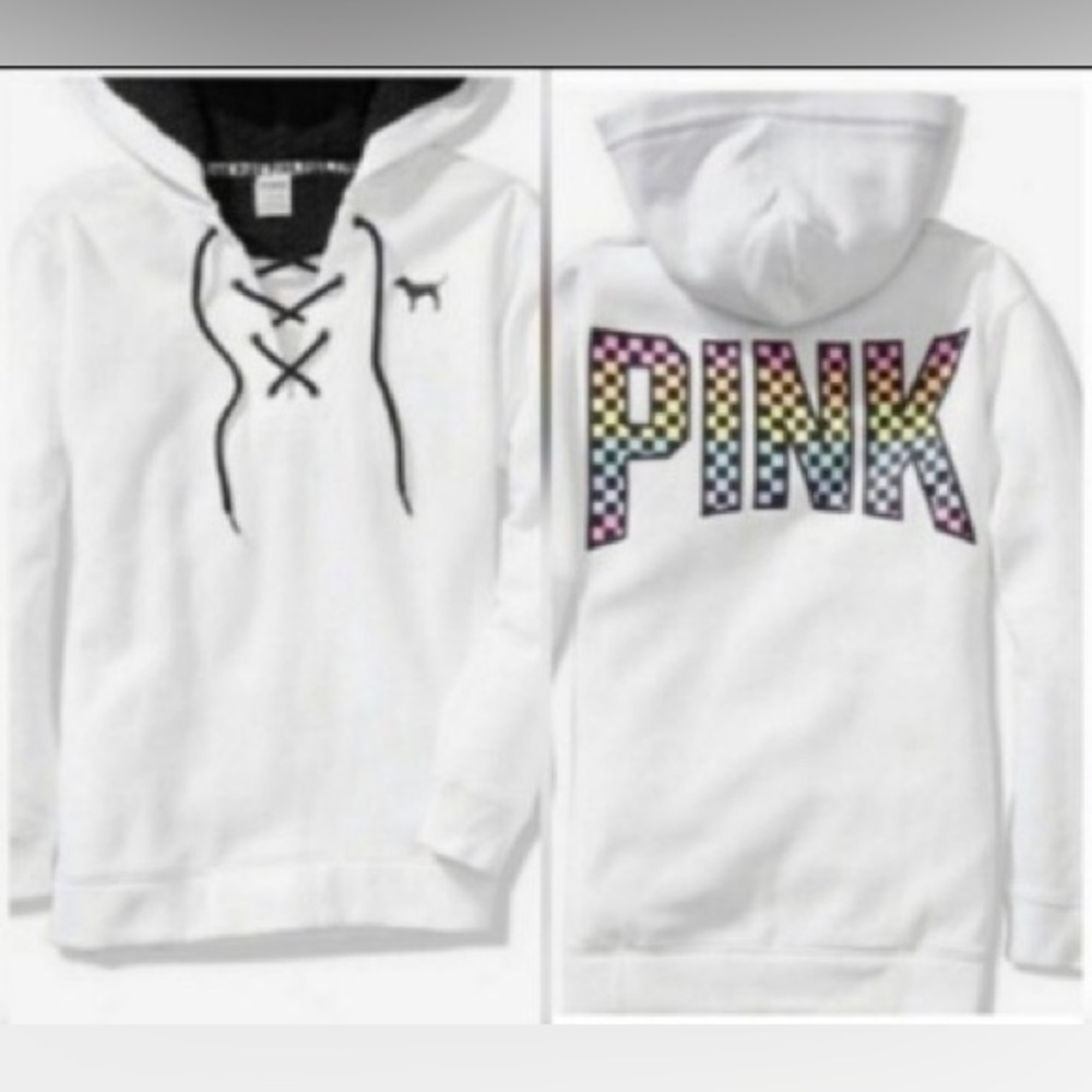 PINK CHECKERED HOODIE